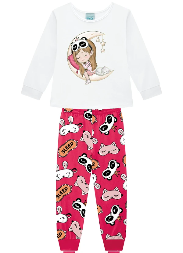 Kyly - Pijama Infantil Menina Brilha no Escuro Branco