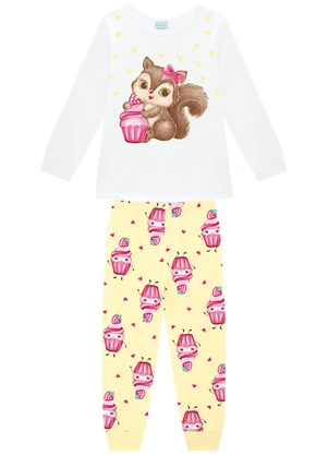Kyly - Pijama Infantil Menina Brilha no Escuro Branco - KYLY