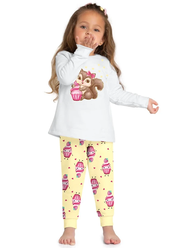Kyly - Pijama Infantil Menina Brilha no Escuro Branco