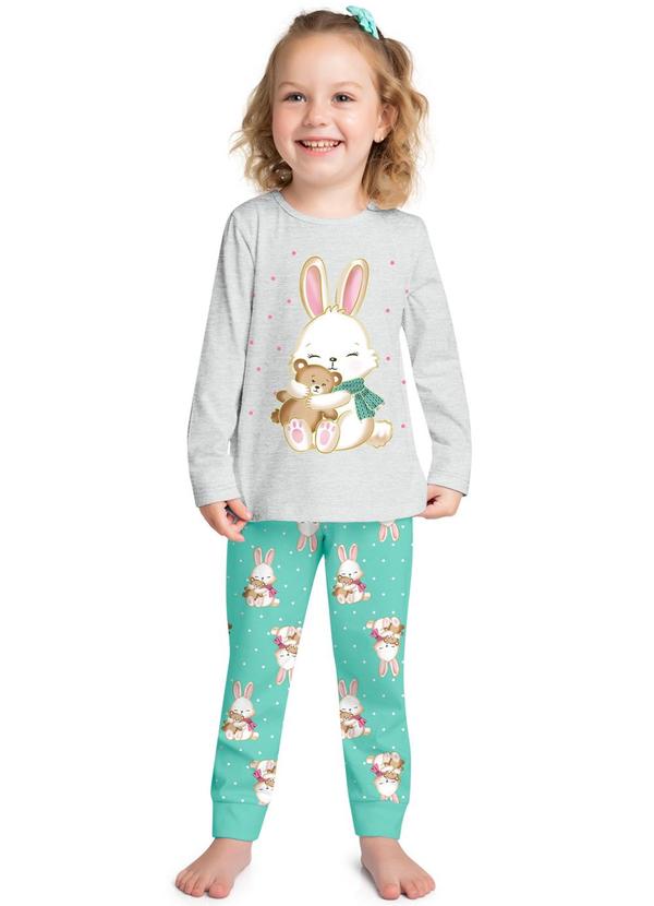 Kyly - Pijama Infantil Menina Brilha no Escuro Cinza
