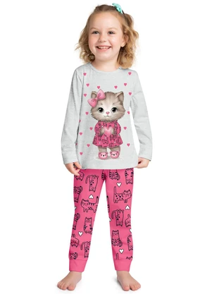Kyly - Pijama Infantil Menina Brilha no Escuro Cinza - KYLY