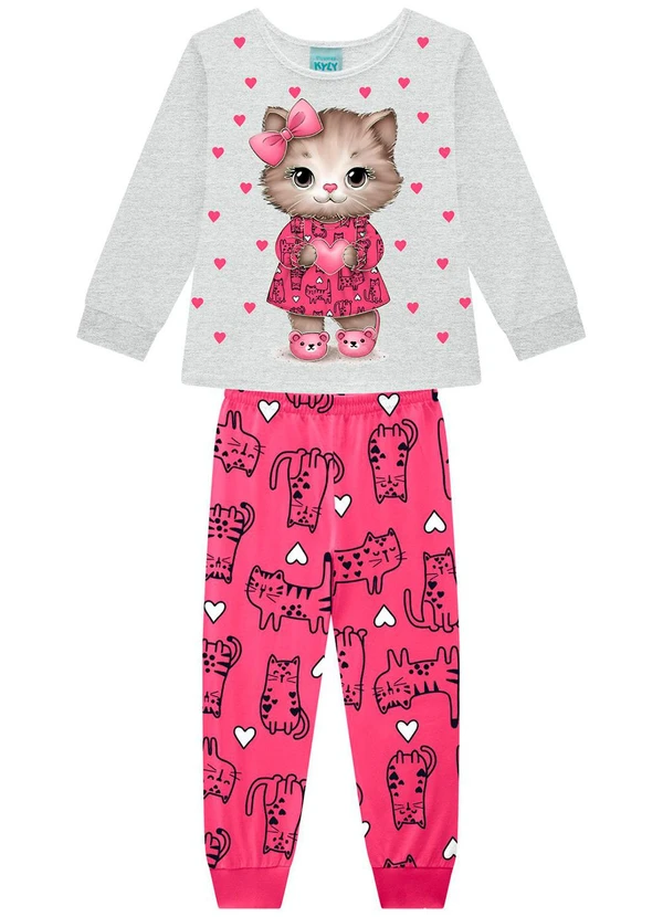 Kyly - Pijama Infantil Menina Brilha no Escuro Cinza 2