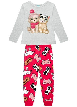 Kyly - Pijama Infantil Menina Brilha no Escuro Cinza - KYLY