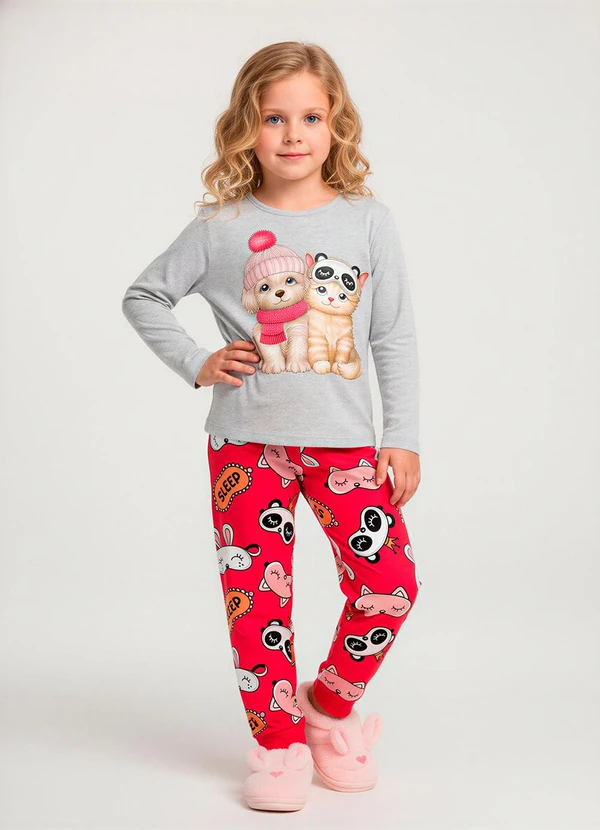 Kyly - Pijama Infantil Menina Brilha no Escuro Cinza