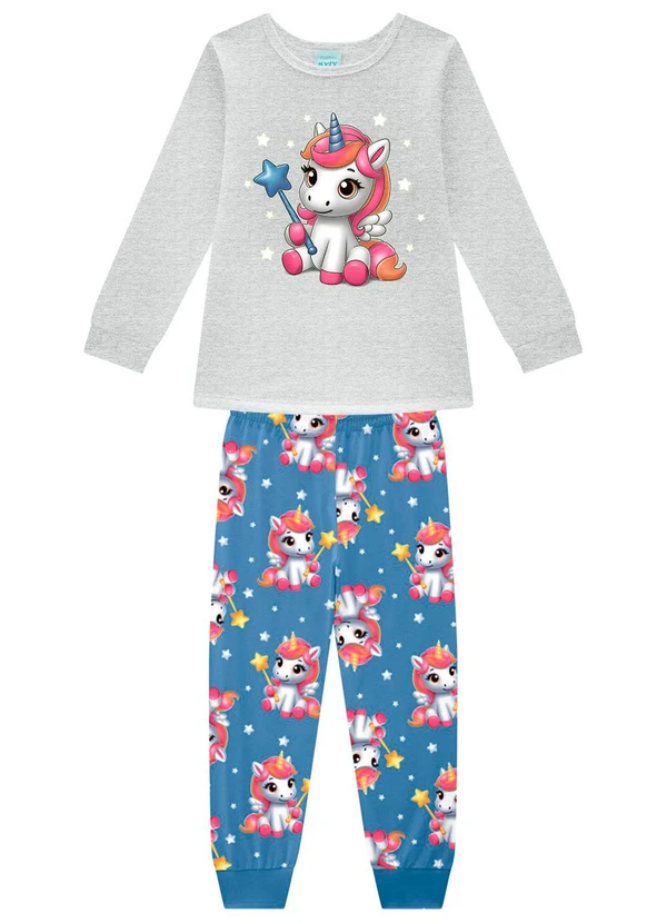 Kyly - Pijama Infantil Menina Brilha no Escuro Cinza