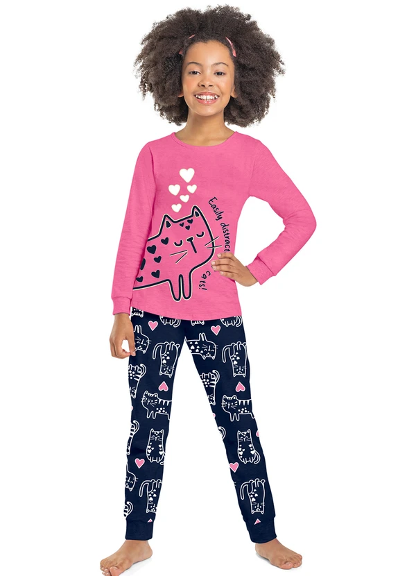 Kyly - Pijama Infantil Menina Brilha no Escuro Rosa