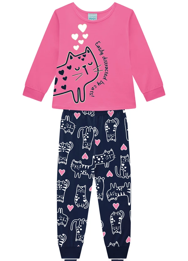 Kyly - Pijama Infantil Menina Brilha no Escuro Rosa 2