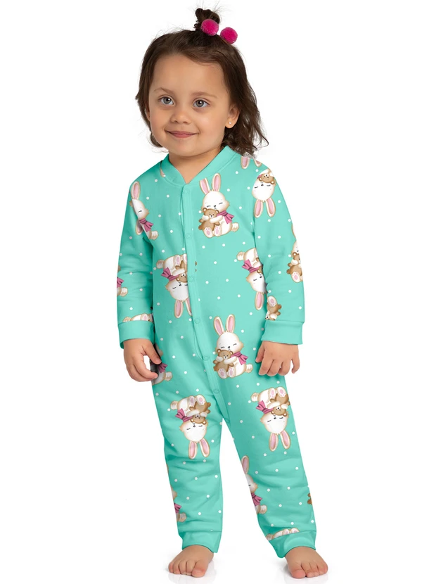 Kyly - Pijama Infantil Menina Coelhinhos Verde