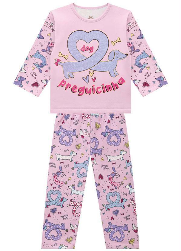 Brandili - Pijama Infantil Menina de Cachorrinho Rosa
