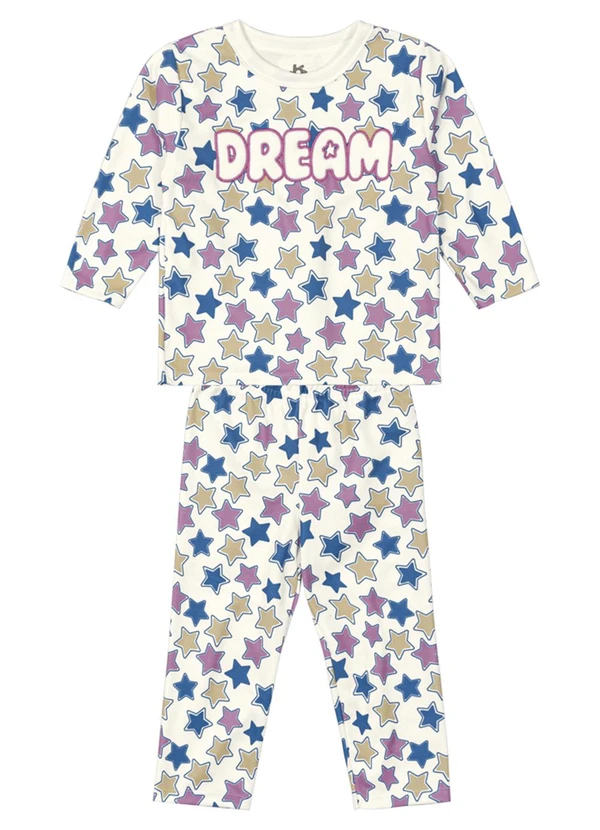 Brandili - Pijama Infantil Menina de Estrelas Bege