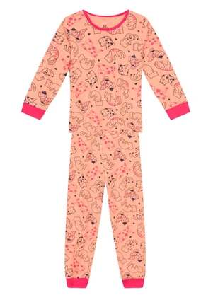 Brandili - Pijama Infantil Menina de Gatinho  Rosa - BRANDILI