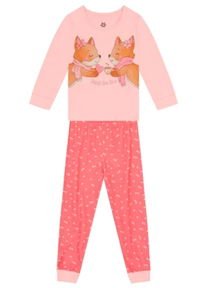 Pijama Infantil Menina de Raposinha Rosa Brandili