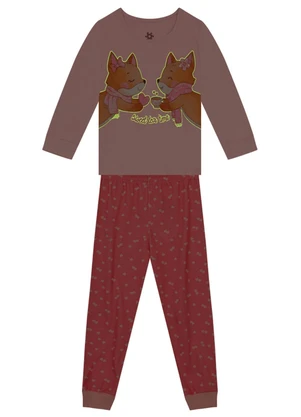 Brandili - Pijama Infantil Menina de Raposinha  Rosa - BRANDILI