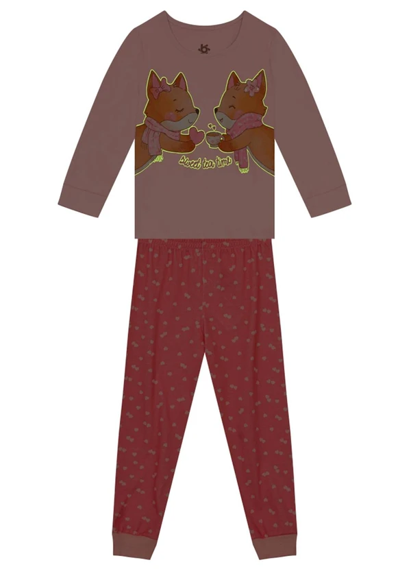 Brandili - Pijama Infantil Menina de Raposinha  Rosa 2