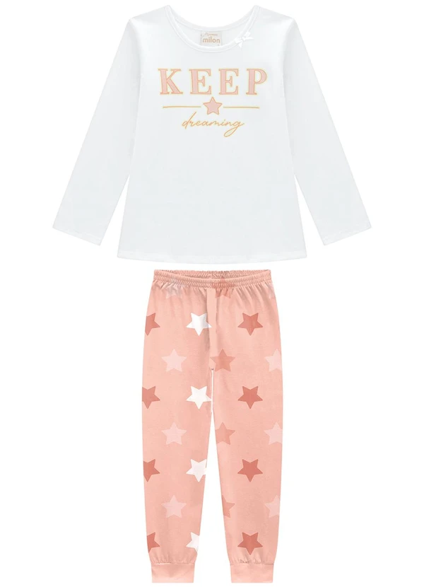 Milon - Pijama Infantil Menina Estrela Laranja