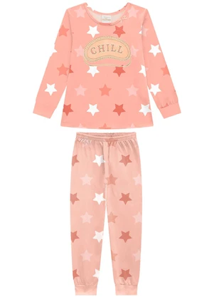 Milon - Pijama Infantil Menina Estrelas Laranja - MILON