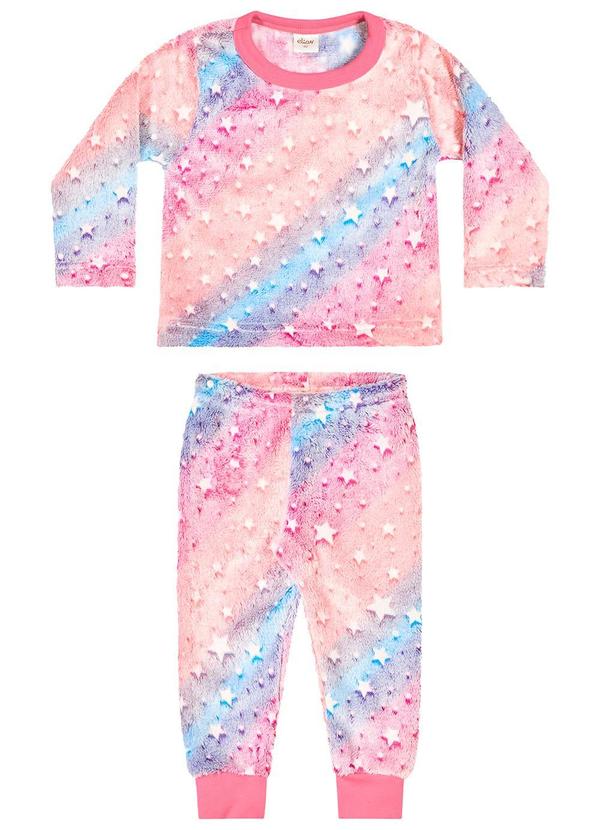 Elian - Pijama Infantil Menina Estrelas Peluciado Rosa 2