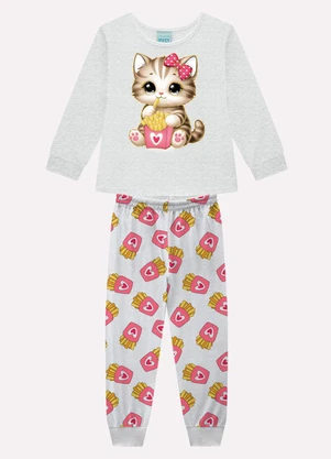 Kyly - Pijama Infantil Menina Gatinha Cinza - KYLY