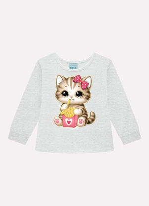 Kyly - Pijama Infantil Menina Gatinha Cinza - KYLY