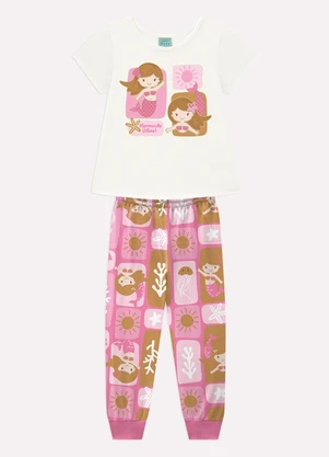 Kyly - Pijama Infantil Menina Sereias Off White - KYLY