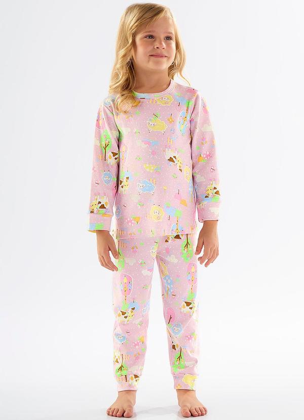 Up Baby - Pijama Infantil Unissex em Suedine Rosa