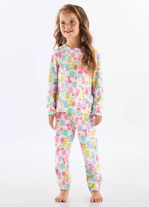 Up Baby - Pijama Infantil Unissex em Suedine Branco - UP BABY