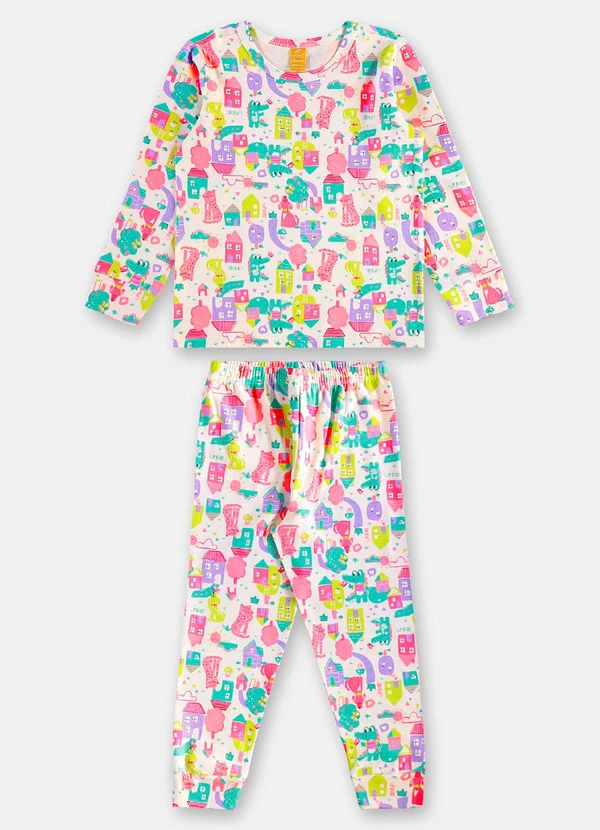 Up Baby - Pijama Infantil Unissex em Suedine Branco 2