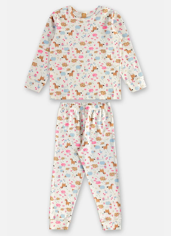 Up Baby - Pijama Infantil Unissex em Suedine Branco 2