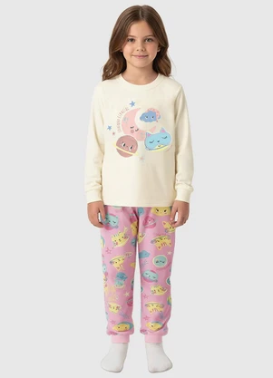 Malwee Kids - Pijama Jogger Gatinho Intergaláctico Bege - MALWEE KIDS