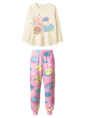Malwee Kids - Pijama Jogger Gatinho Intergaláctico Bege - MALWEE KIDS