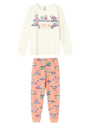 Malwee Kids - Pijama Jogger Yoga Cat Off White - MALWEE KIDS
