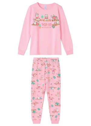 Malwee Kids - Pijama Jogger Yoga Cat Rosa Claro - MALWEE KIDS