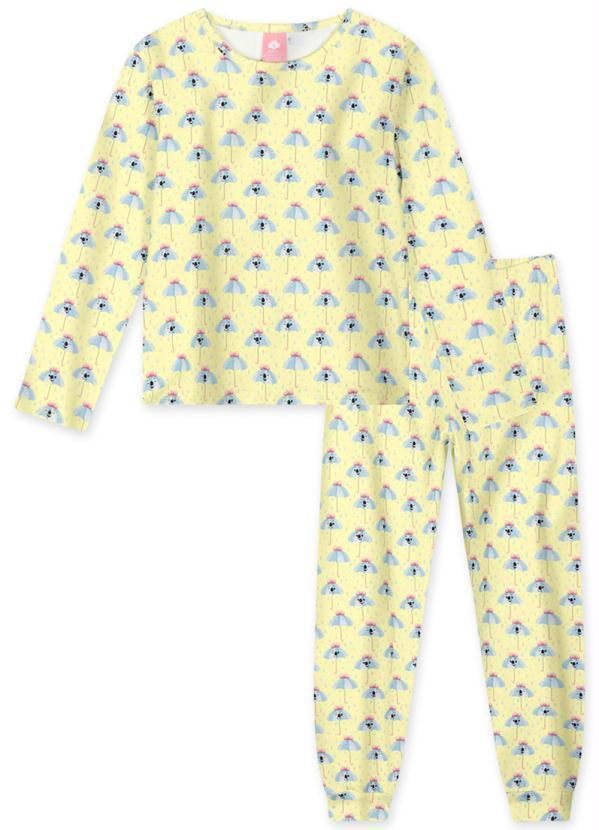 Pijama Tebbis Meninas - Conjunto Cupcake Amarelo - Mangas Compridas - Tamanho 8