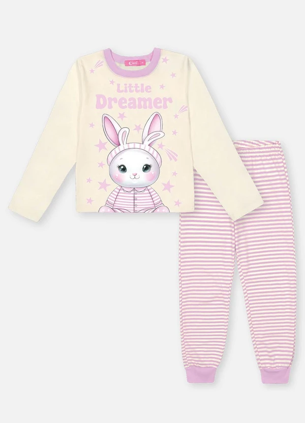 Abrange - Pijama Longo Infantil Menina Coelho Roxo