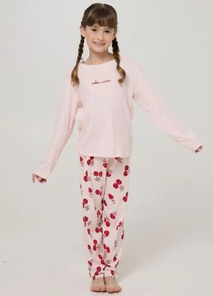 Rovitex - Pijama Longo Infantil Menina Meia Malha Rosa - ROVITEX