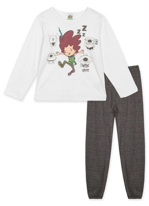 Lilica Ripilica - Pijama Longo Infantil Unissex Branco