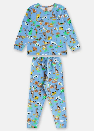 Up Baby - Pijama Longo Infantil Unissex Suedine Azul - UP BABY
