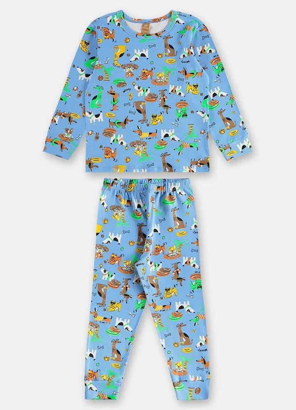 Up Baby - Pijama Longo Infantil Unissex Suedine Azul 2