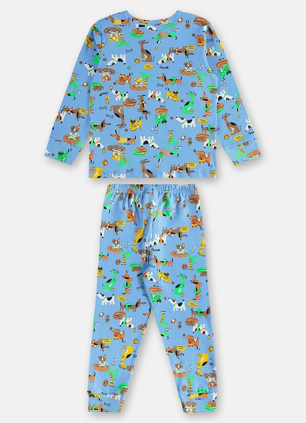 Up Baby - Pijama Longo Infantil Unissex Suedine Azul 3