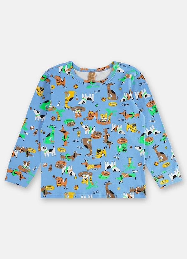 Up Baby - Pijama Longo Infantil Unissex Suedine Azul 4