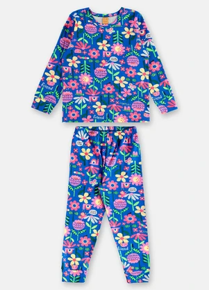 Up Baby - Pijama Longo Infantil Unissex Suedine Azul - UP BABY