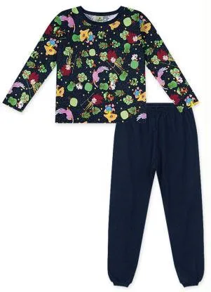 Lilica Ripilica - Pijama Longo Malha Menina Azul - LILICA RIPILICA