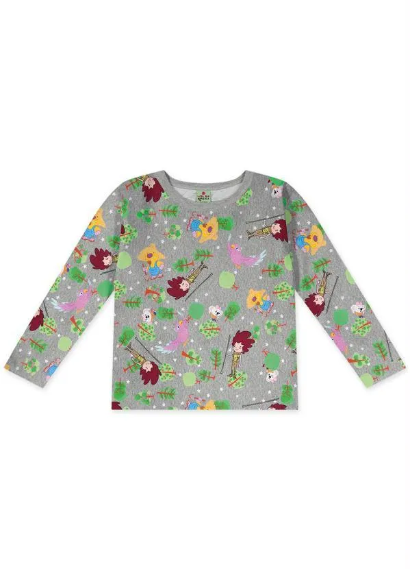 Lilica Ripilica - Pijama Longo Malha Menina Cinza 2