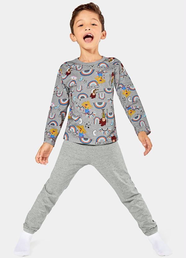 Lilica Ripilica - Pijama Longo Malha Menino Mundo Ripilica Cinza