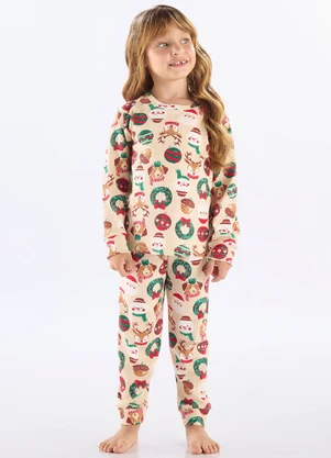Up Baby - Pijama Longo Natalino Suedine Bege - UP BABY