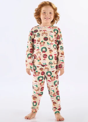 Up Baby - Pijama Longo Natalino Suedine Bege - UP BABY