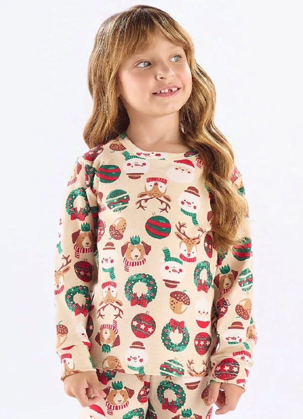 Up Baby - Pijama Longo Natalino Suedine Bege 3