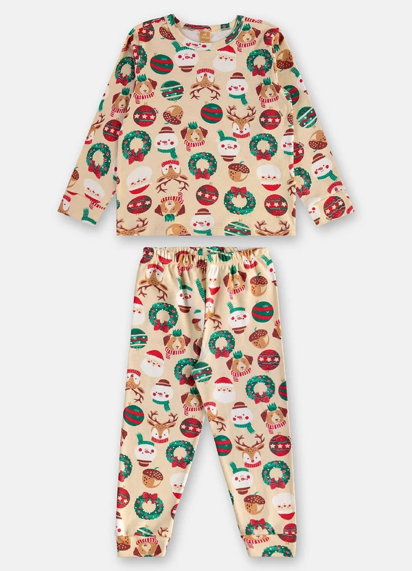 Up Baby - Pijama Longo Natalino Suedine Bege 5