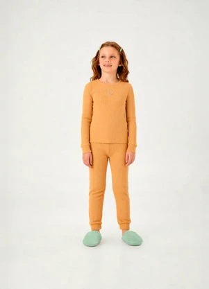 Pulla Bulla - Pijama Malha Canelada Bege - PULLA BULLA