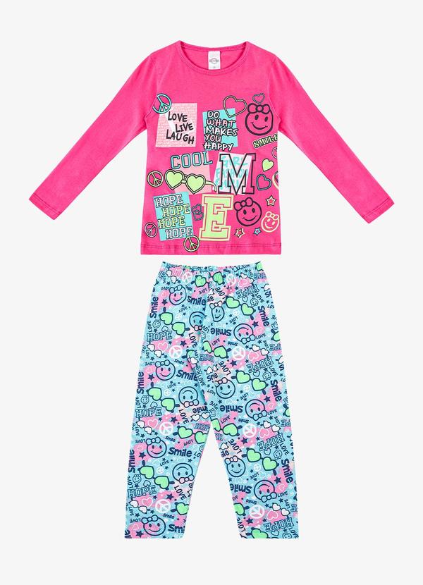 Rovitex - Pijama Manga Longa Brilha no Escuro Kappes Rosa